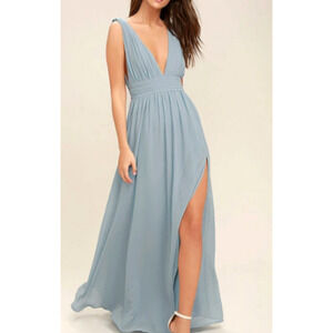 LULU'S SZ S Heavenly Hues Light Blue Maxi Bridesmaid Party Dress NEW B116